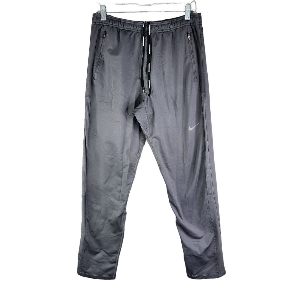 Mens Gray Nike Dri-Fit Athletic Fleece Pants Drawstring Elastic Waist Size M